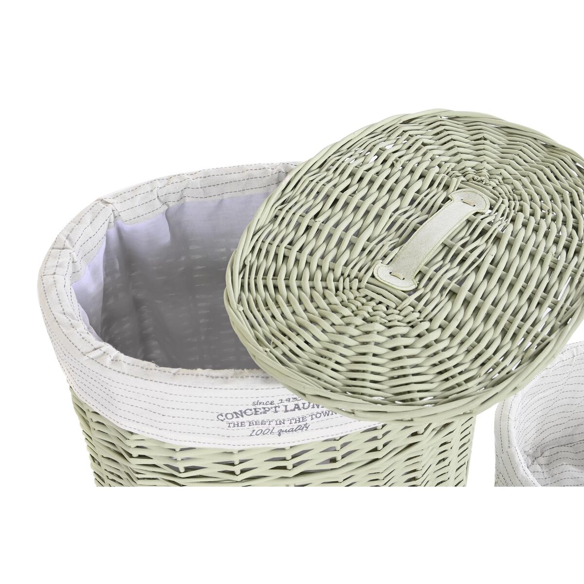 Set di Cesti DKD Home Decor Verde vimini 51 x 37 x 56 cm 5 Pezzi